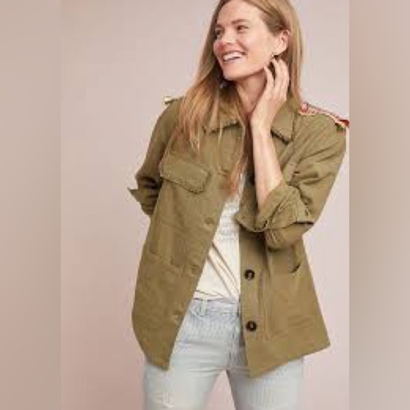 Anthropologie Moon River Utility Jacket Embroidered Size Med like New Condition - Picture 1 of 5